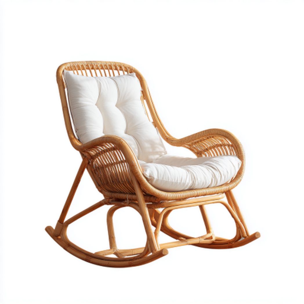 Fotel bujany z wikliny do relaksu w salonie z poduszką - 90 x 70 x 90